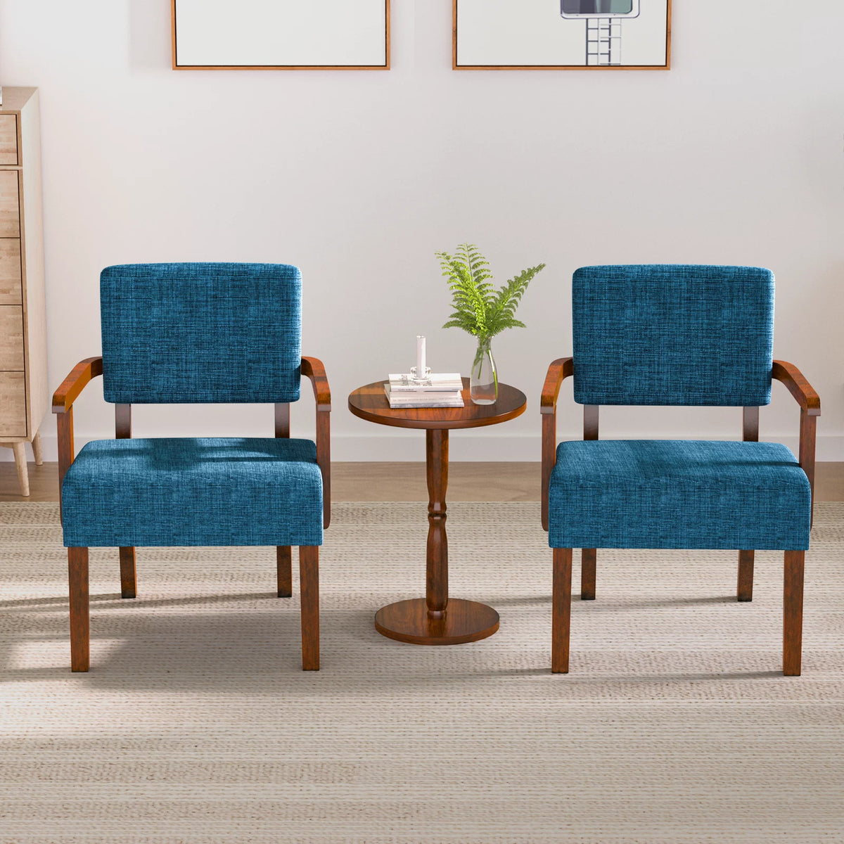 Set of 2 Blue Upholstered Accent Armchairs X57788