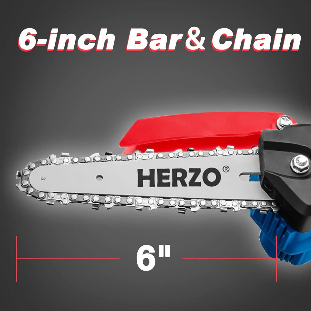 Mini Cordless Chainsaw with 2Pcs Batteries and 2Pcs Chain, 6 Inch One-Hand Electric Power Chainsaw, 20V 2000MAh Rechargeable Battery Operated I3997