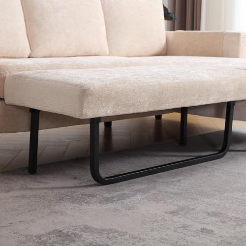 Beige L Shape Chenille Pull Out Sofa Bed A52961
