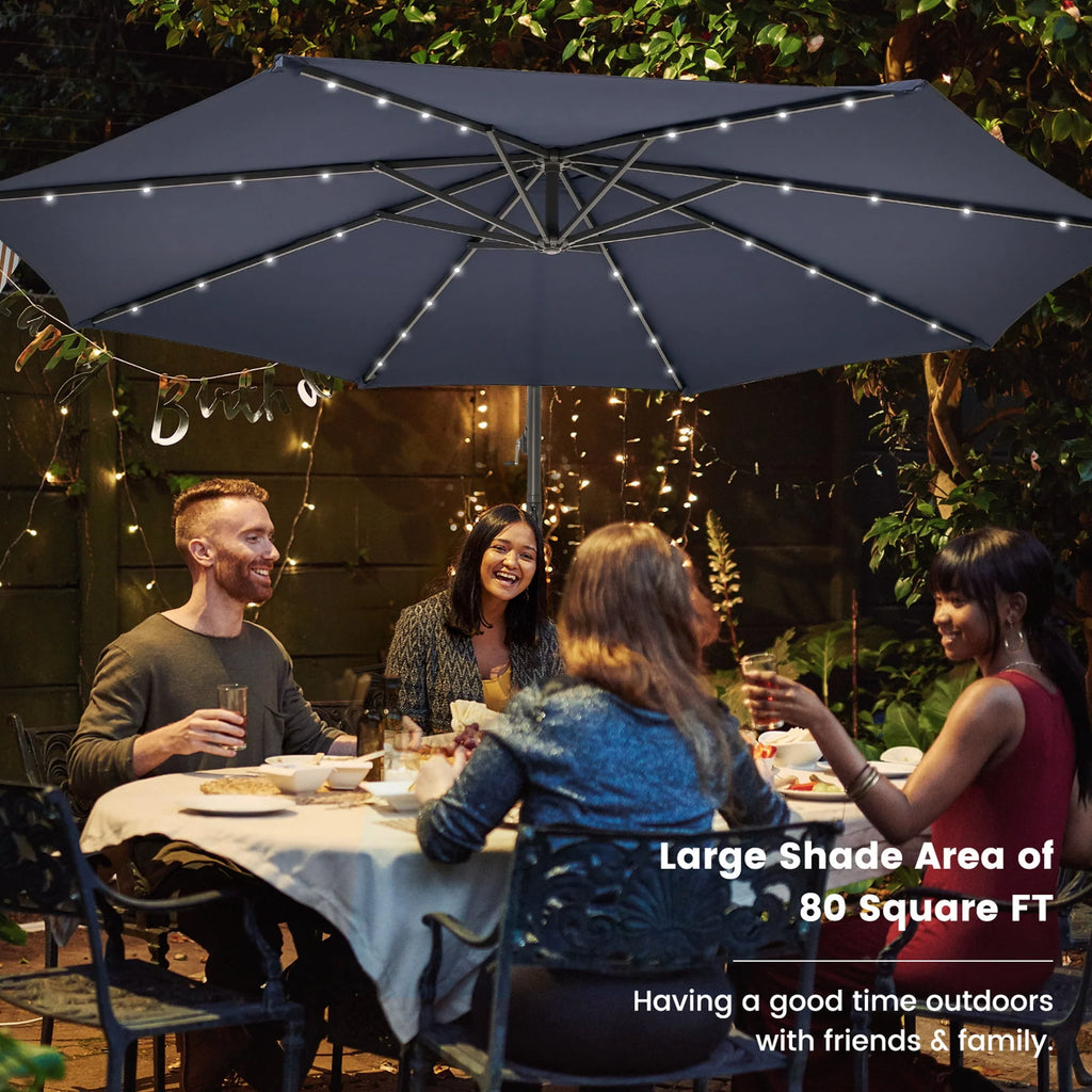 10FT Hanging Offset Umbrella with 32 LED Lights G121920