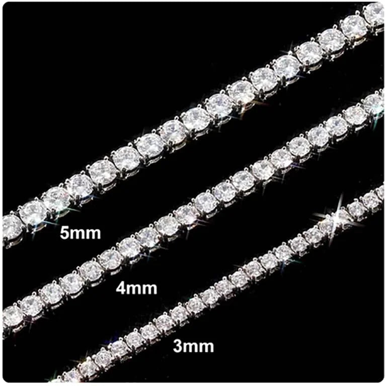 925 Silver Moissanite Tennis Necklace 4 mm Round Chain 18-36 Inches W521188