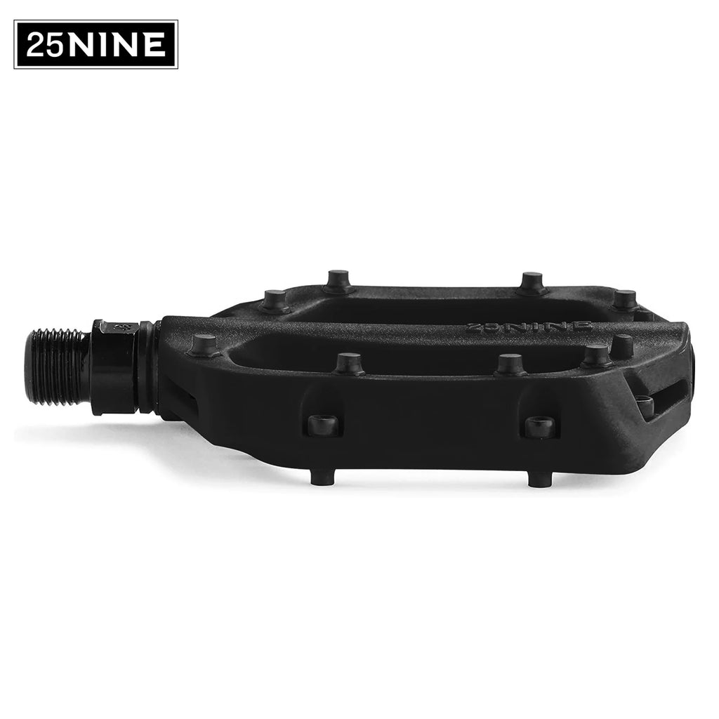 Black Flat Bike Pedals with Metal Traction Pins J95548