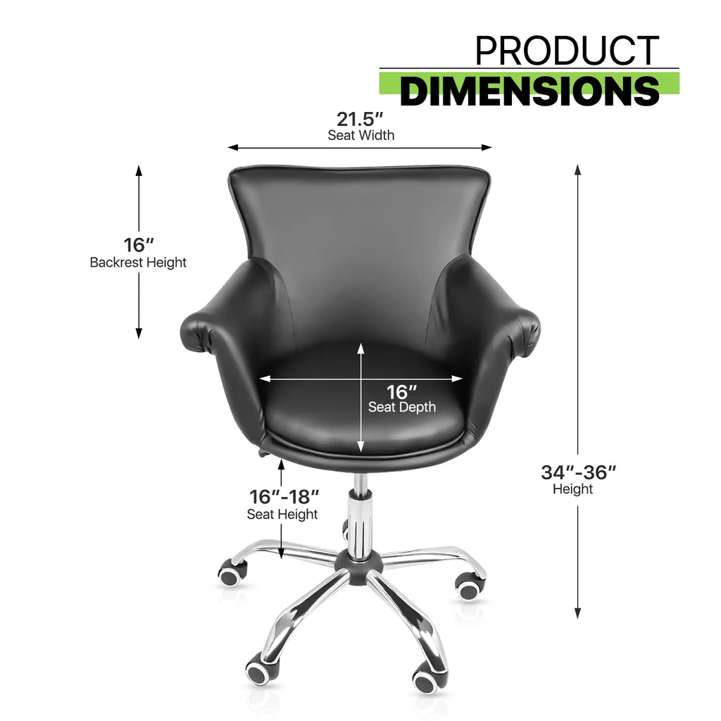 Black Upholstered Desk Chair with Wheels N39675