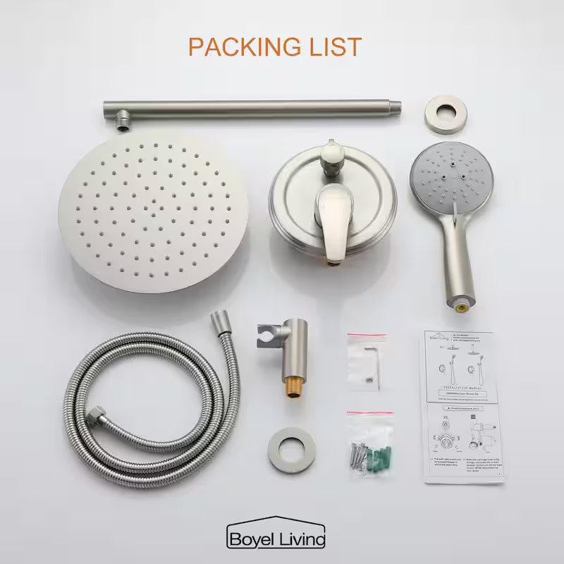 10 in. Wall Mount Dual Shower Heads with Valve in Brushed Nickel E97711