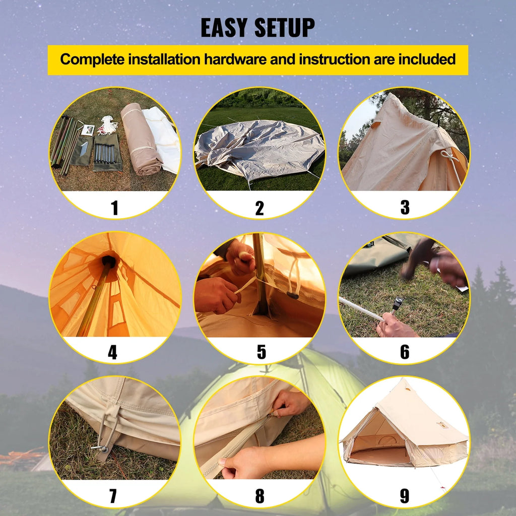 Canvas Bell Tent with Stove Jacket Waterproof 4 Seasons W46120
