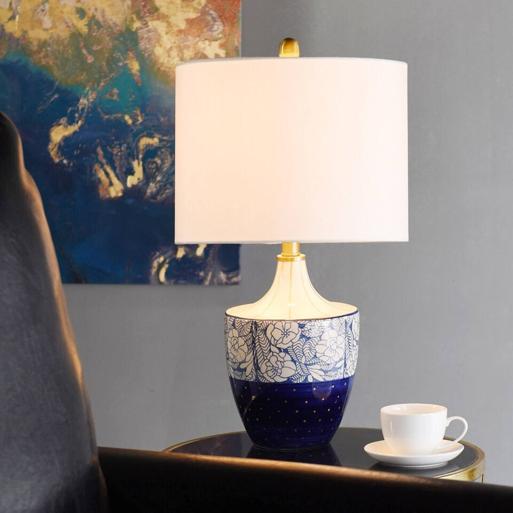 Cream Blue Gold Table Lamp W831979