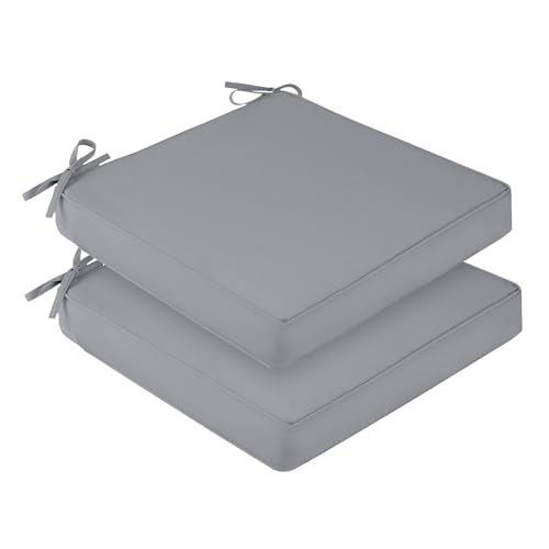Waterproof Outdoor Chair Cushions Set of 4, 19" x 19" x 3" Non-Slip Dark Grey R213