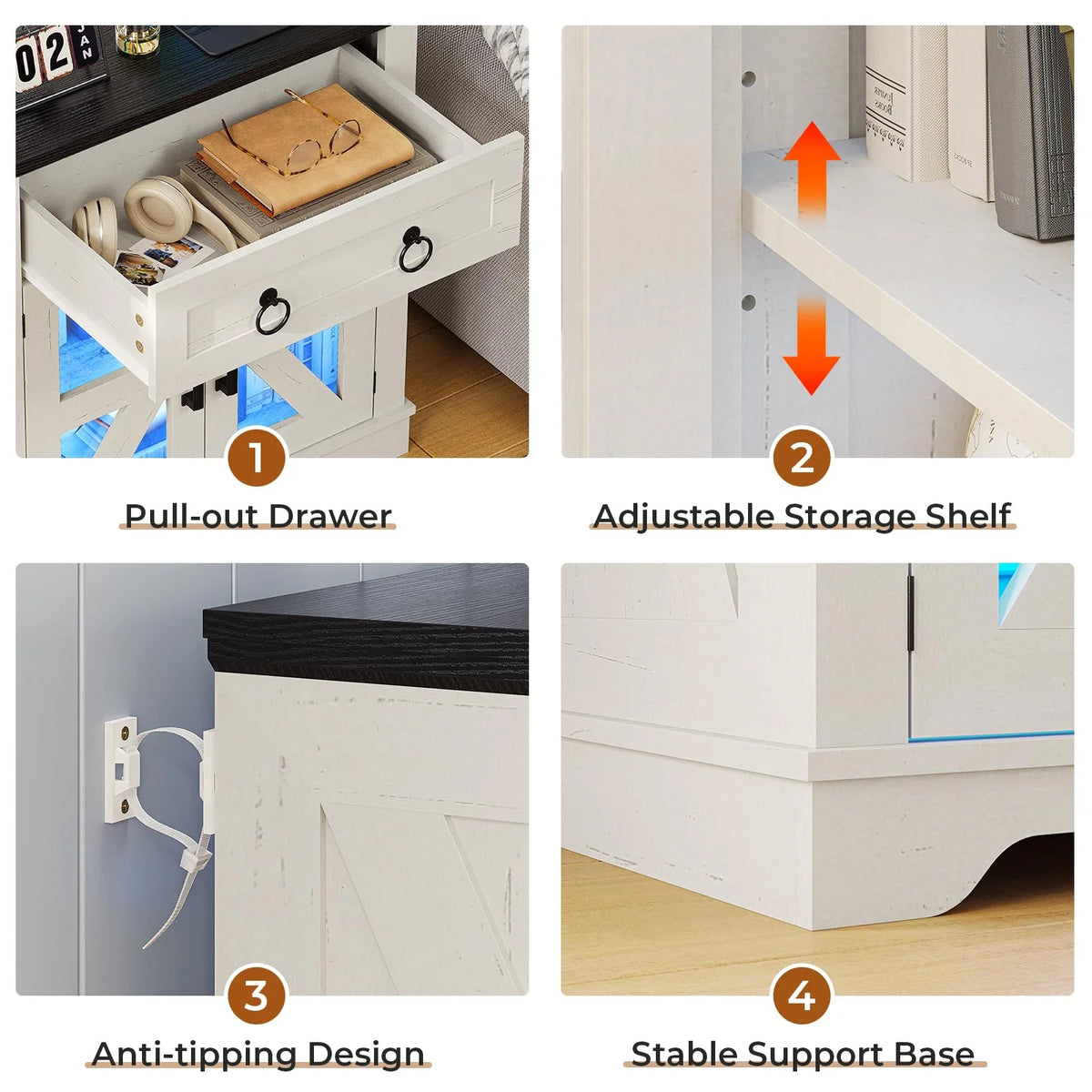 White End Table with Charging Station Y749042