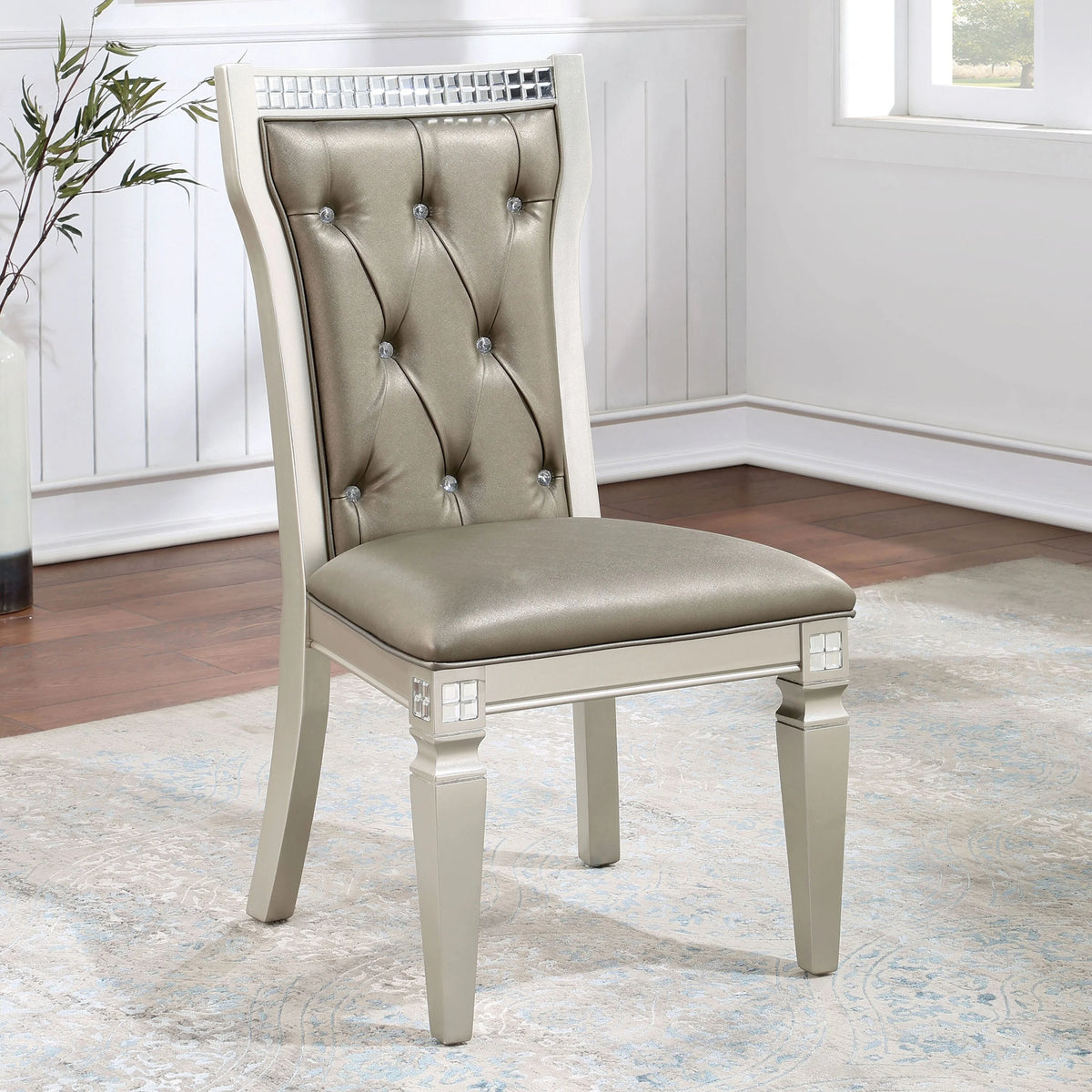 Faux Leather Tufted Side Chair Set of 2 N6612