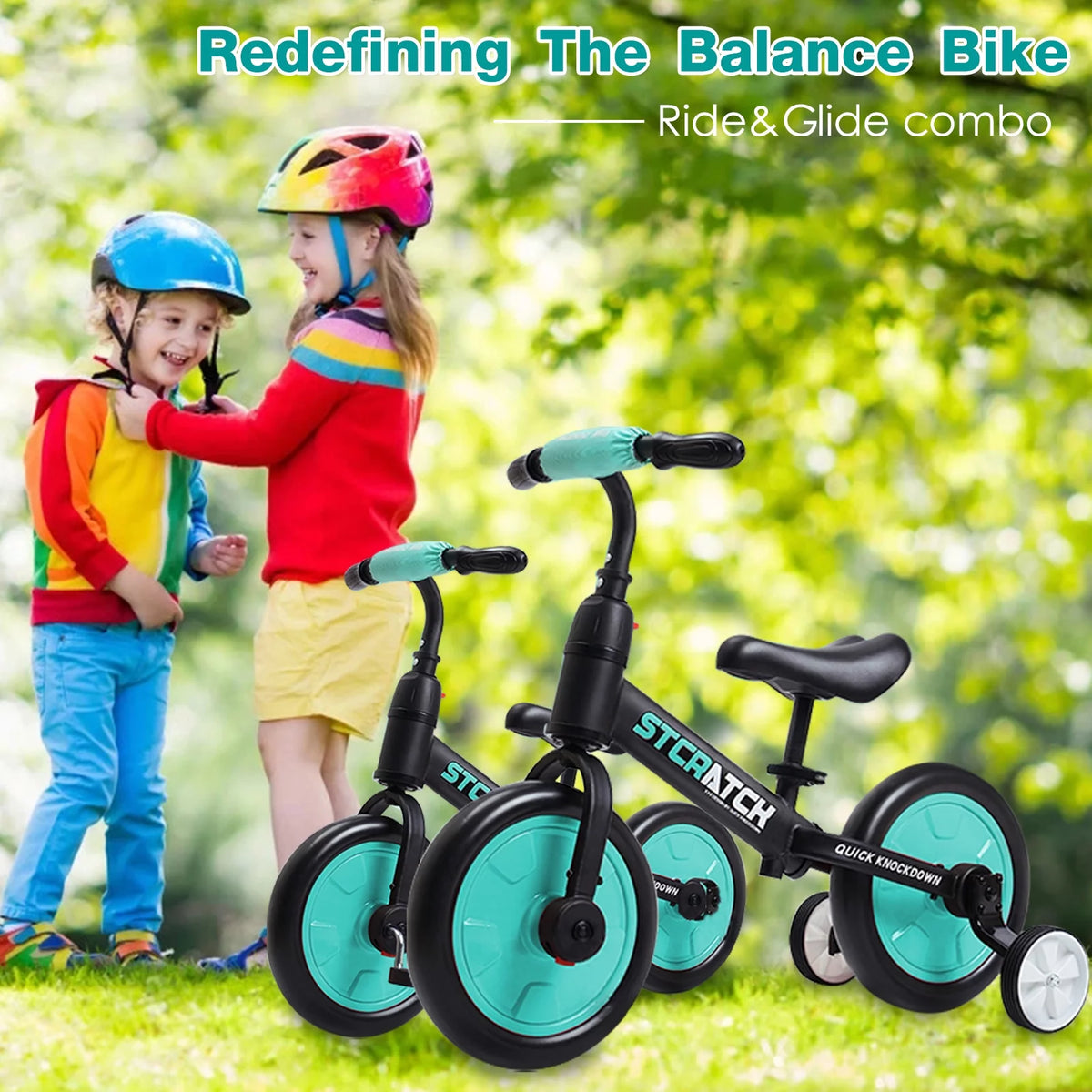 4 in 1 Toddlers Balance Bike with Pedals and Training Wheels E28145