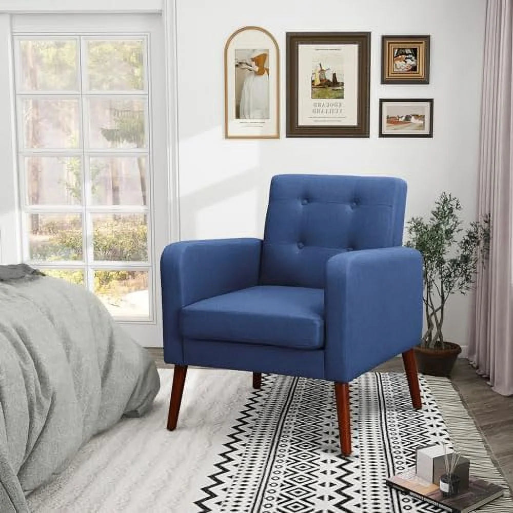 Leather Accent Chair with Solid Wood Legs I65760