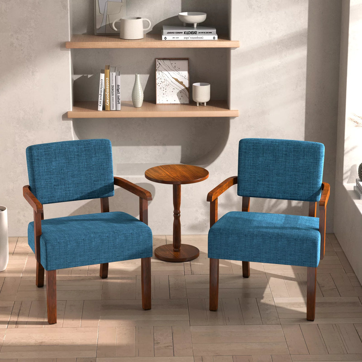 Set of 2 Blue Upholstered Accent Armchairs X57788