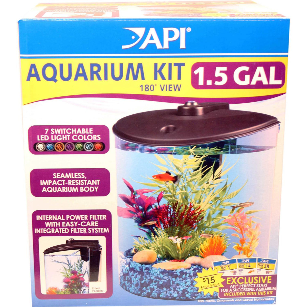 1.5-Gallon Fish Tank with LED Lighting and Power Filter I694
