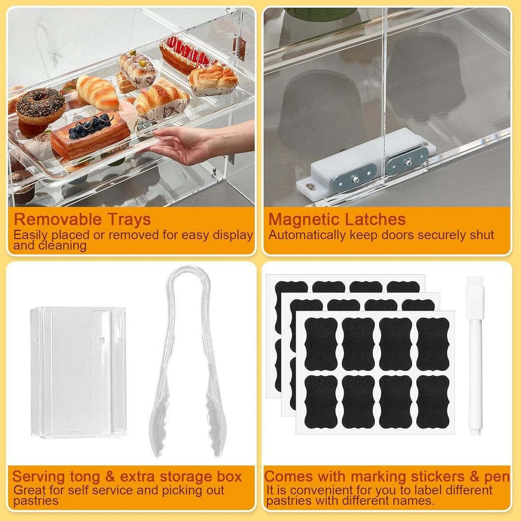 3 Tier Acrylic Display Case with Front Rear Door Clear 21'' x 18'' x 16.5'' J7220