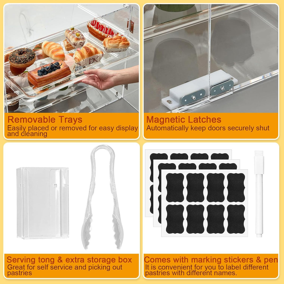 3 Tier Acrylic Display Case with Front Rear Door Clear 21'' x 18'' x 16.5'' J7220