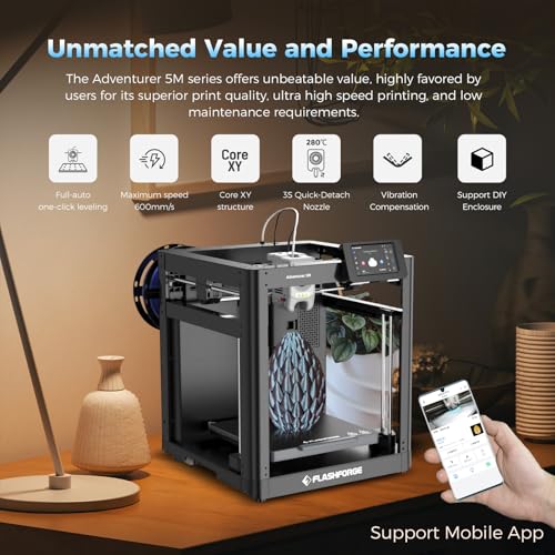 3D Printer with Auto Leveling, 600mm/s Speed, 280°C Direct Extruder, 220x220x220mm I121620