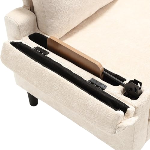 Beige L Shape Chenille Pull Out Sofa Bed A52961
