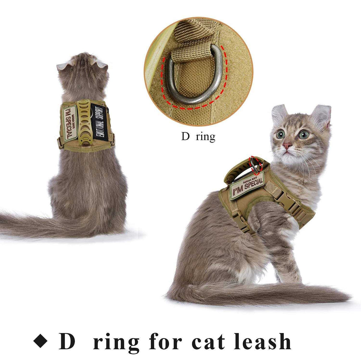Tactical Cat Harness Soft Mesh Adjustable Pet Vest Harness I561