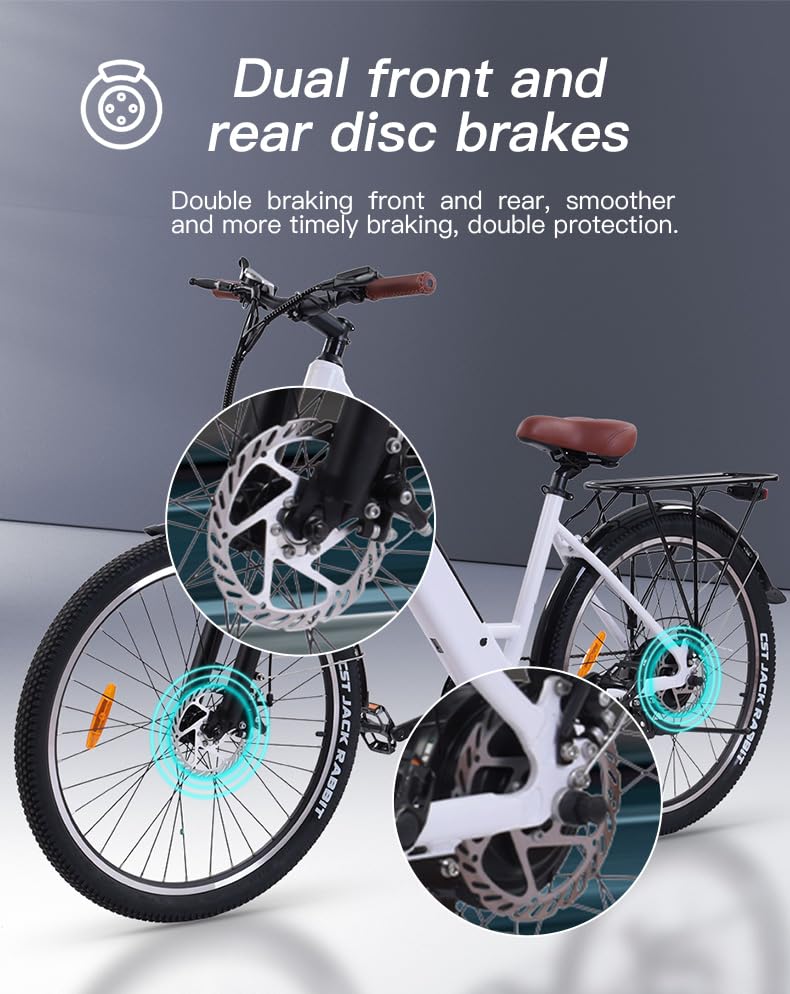 26" x 2.1 Fat Tire Electric Bicycle with 500w Motor 48V 10.4Ah Removable Lithium Battery P903