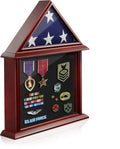 Flag and Certificate Shadow Box Display Case Solid Wood Mahogany Finish H161807