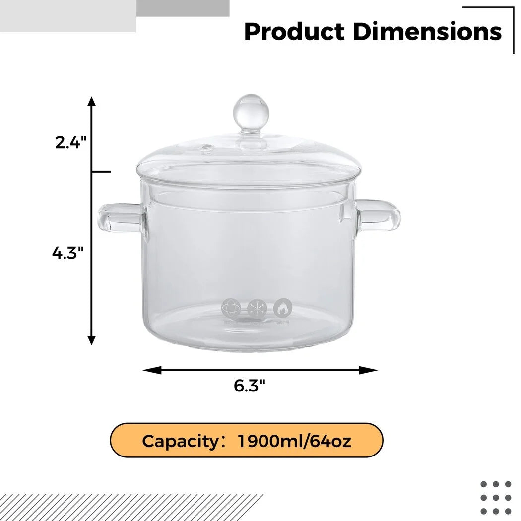 64oz High Borosilicate Glass Saucepan with Lid A62651