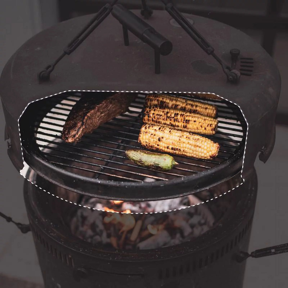 18 inch Charcoal Wood Pellet Grill and Smoker Black P2053