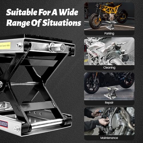 1500 LBS Steel Motorcycle Jack with Carrying Handle I427