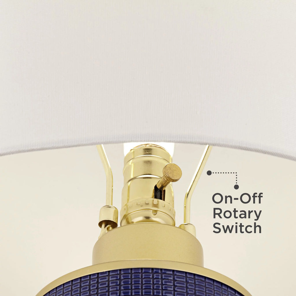 24 1/2" High Gold Textured Blue Ceramic Table Lamps Set of 2 M350854