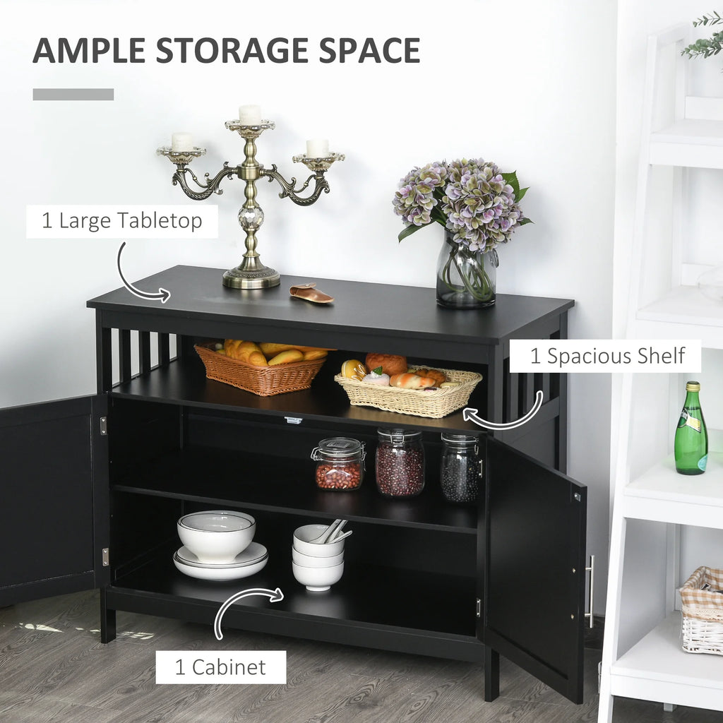 Black Wooden Kitchen Buffet Sideboard with Cabinet and Shelf Y5213