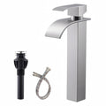 Brushed Nickel Waterfall Single Handle Bathroom Sink Faucet with Pop-up Drain I843
