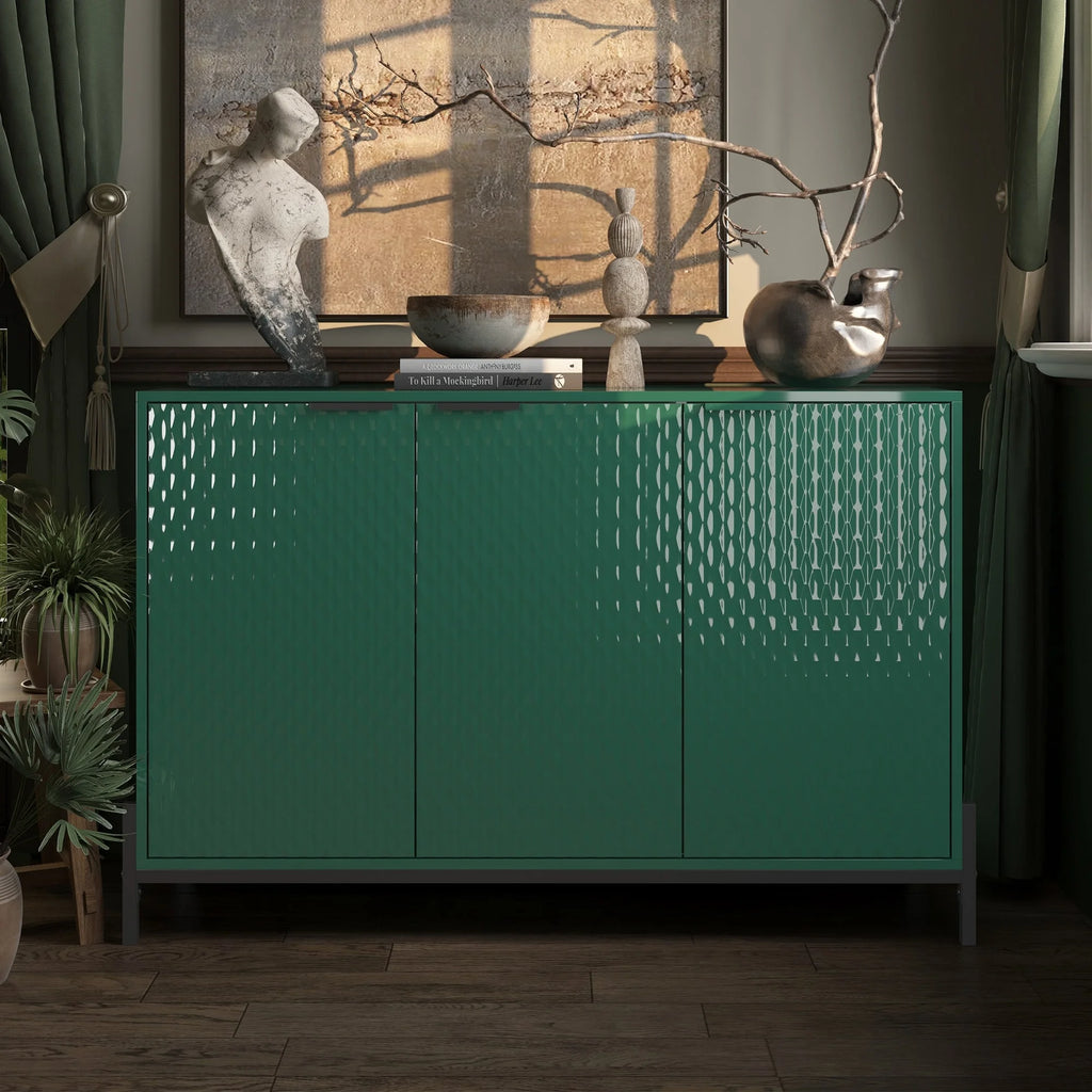 Green 3-Door Buffets Sideboards with Adjustable Shelves H2135