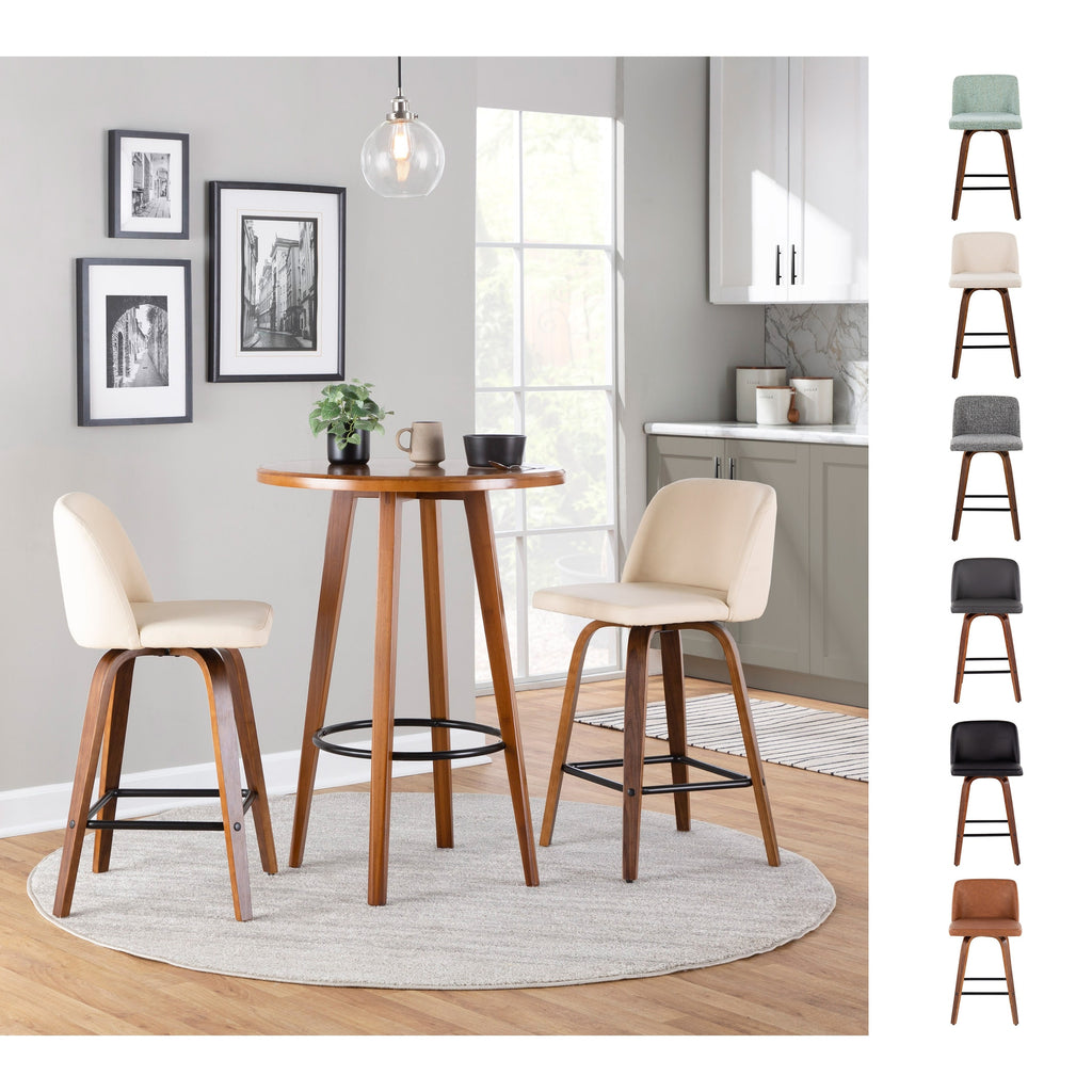 24" Counter Stool Set of 2 Camel Faux Leather Y337
