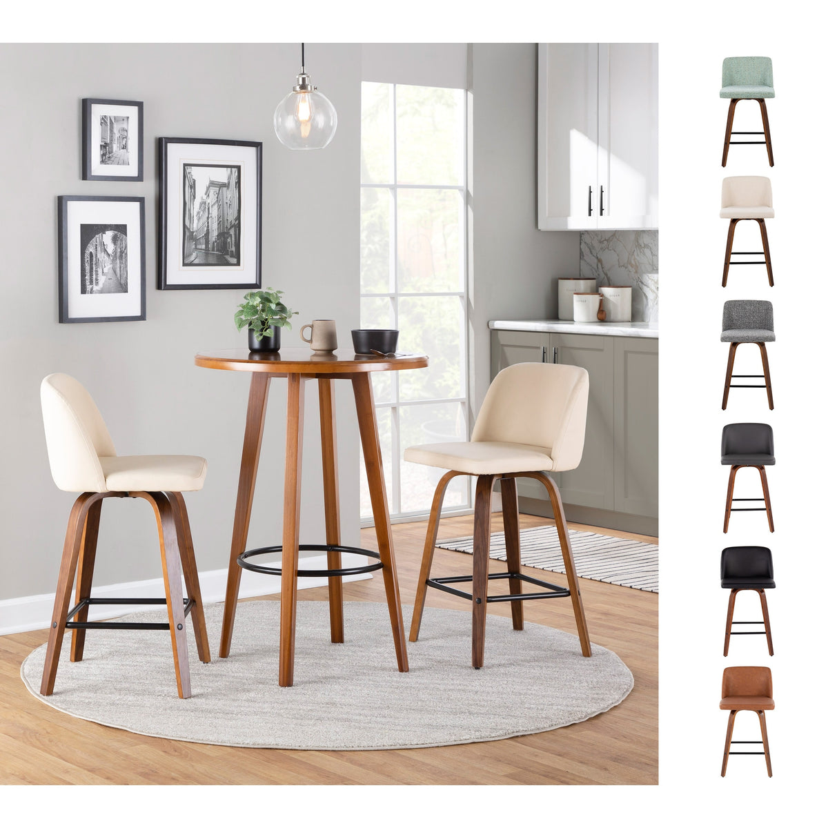 24" Counter Stool Set of 2 Camel Faux Leather Y337