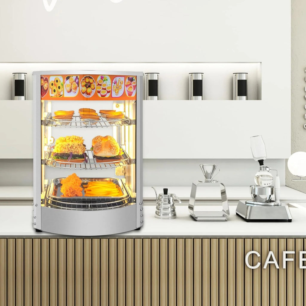 3-Tier Food Warmer Display Case with LED Lighting B172