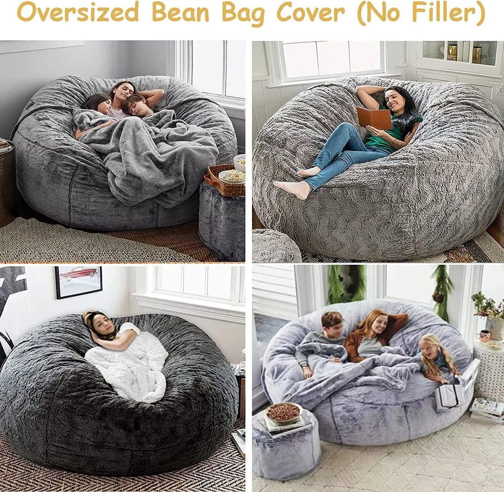 5FT Ultra Soft Bean Bag Chair Cover Light Grey R9940