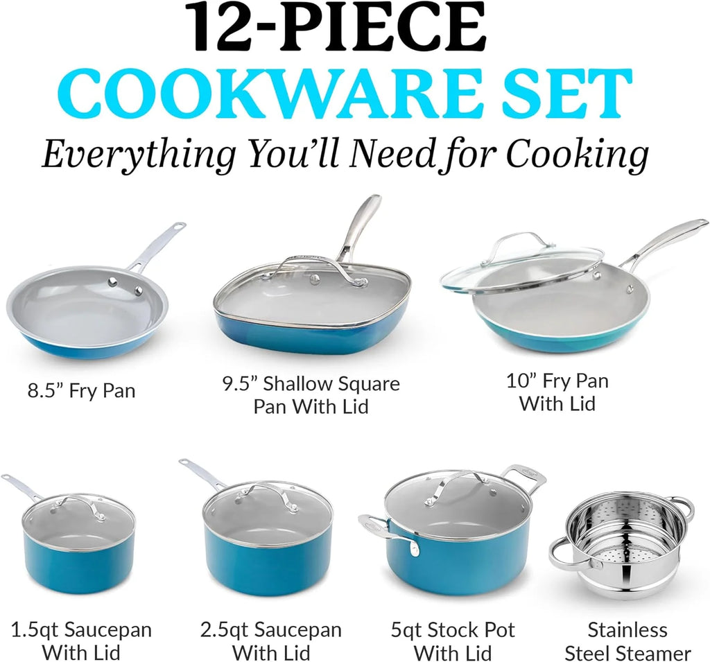 12 Piece Non Stick Ti-Cerama Copper Cookware Set O434