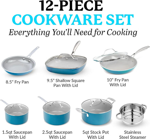 12 Piece Non Stick Ti-Cerama Copper Cookware Set O434