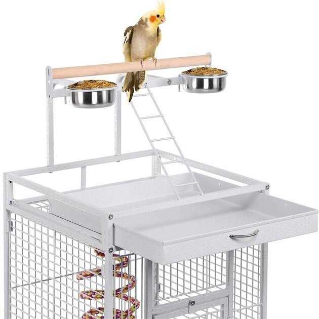 Rolling Metal Parrot Cage with Playtop H22818