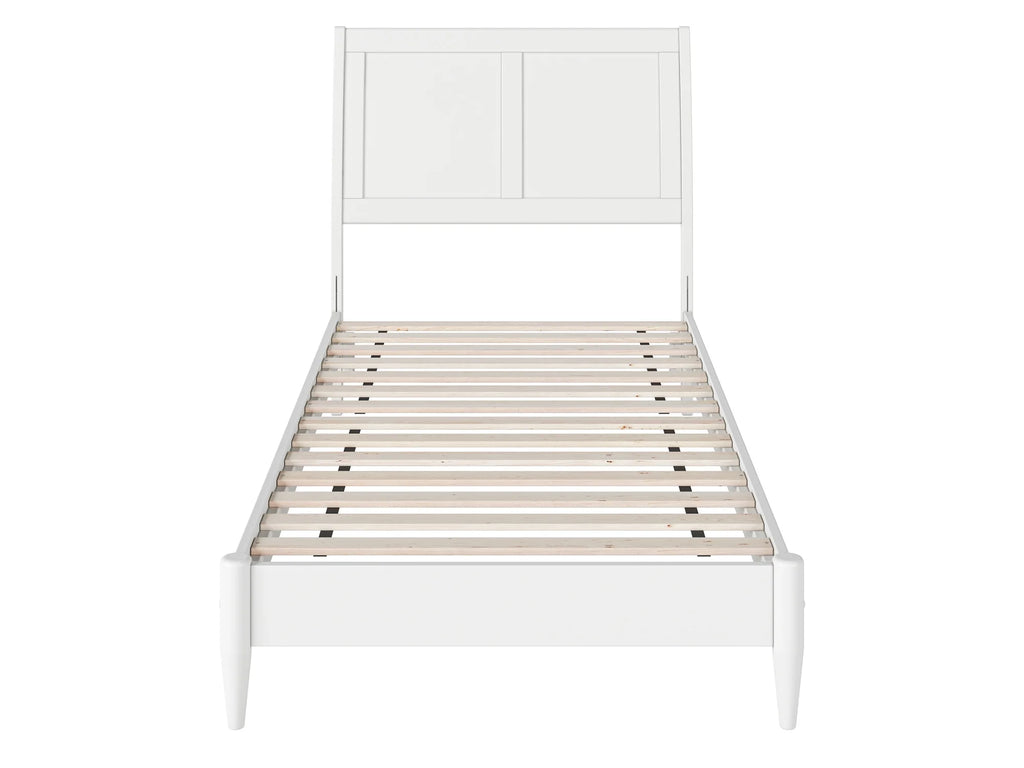 White Twin XL Solid Wood Sleigh Platform Bed R8830