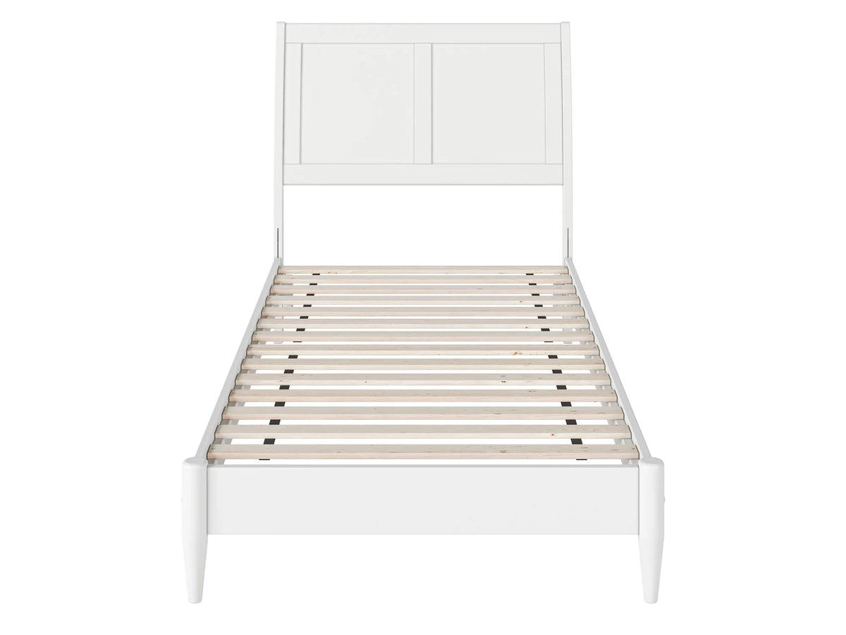 White Twin XL Solid Wood Sleigh Platform Bed R8830