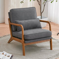 Fabric Single Sofa with Wood Legs (Gray) Q281