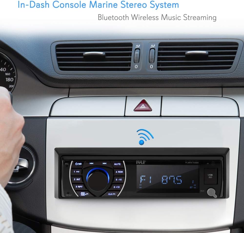Marine Head Unit Receiver Speaker Kit with Bluetooth and 6.5’’ Waterproof Speakers Q196344