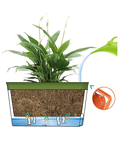 Self Watering Planter Pots Window Box Set of 6 Green E527