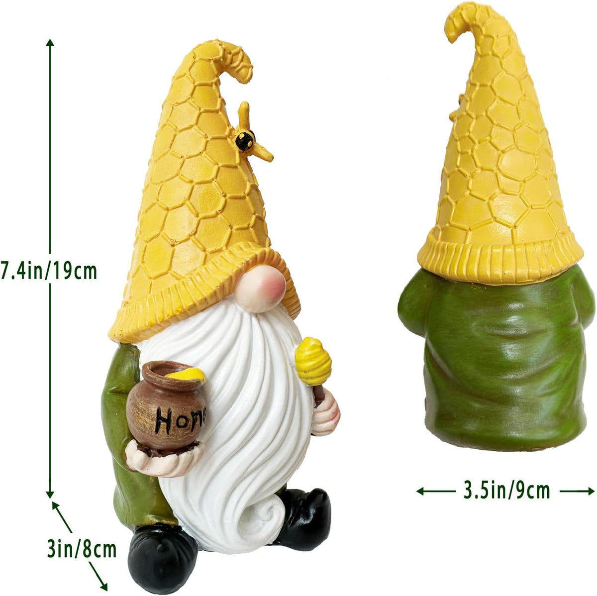 7.5'' Resin Bee Gnome Figurine Holding Honey Jar H34374