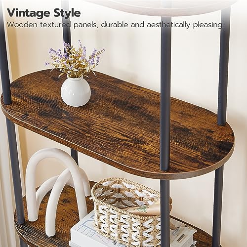 5 Tier Arched Wooden Bookshelf Metal Frame C122668