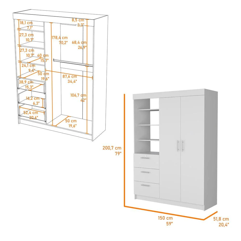 White 3 Drawers Armoire P36510