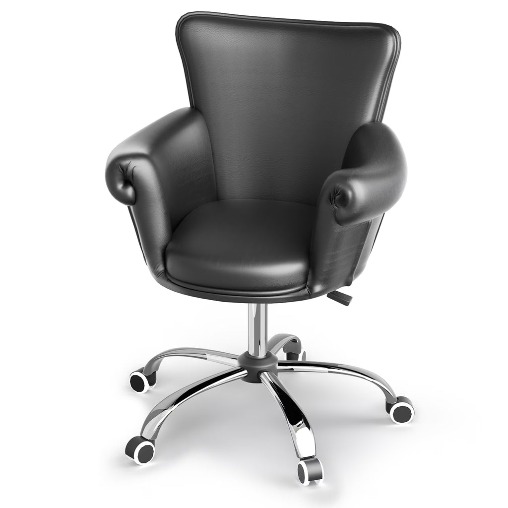 Black Upholstered Desk Chair with Wheels N39675