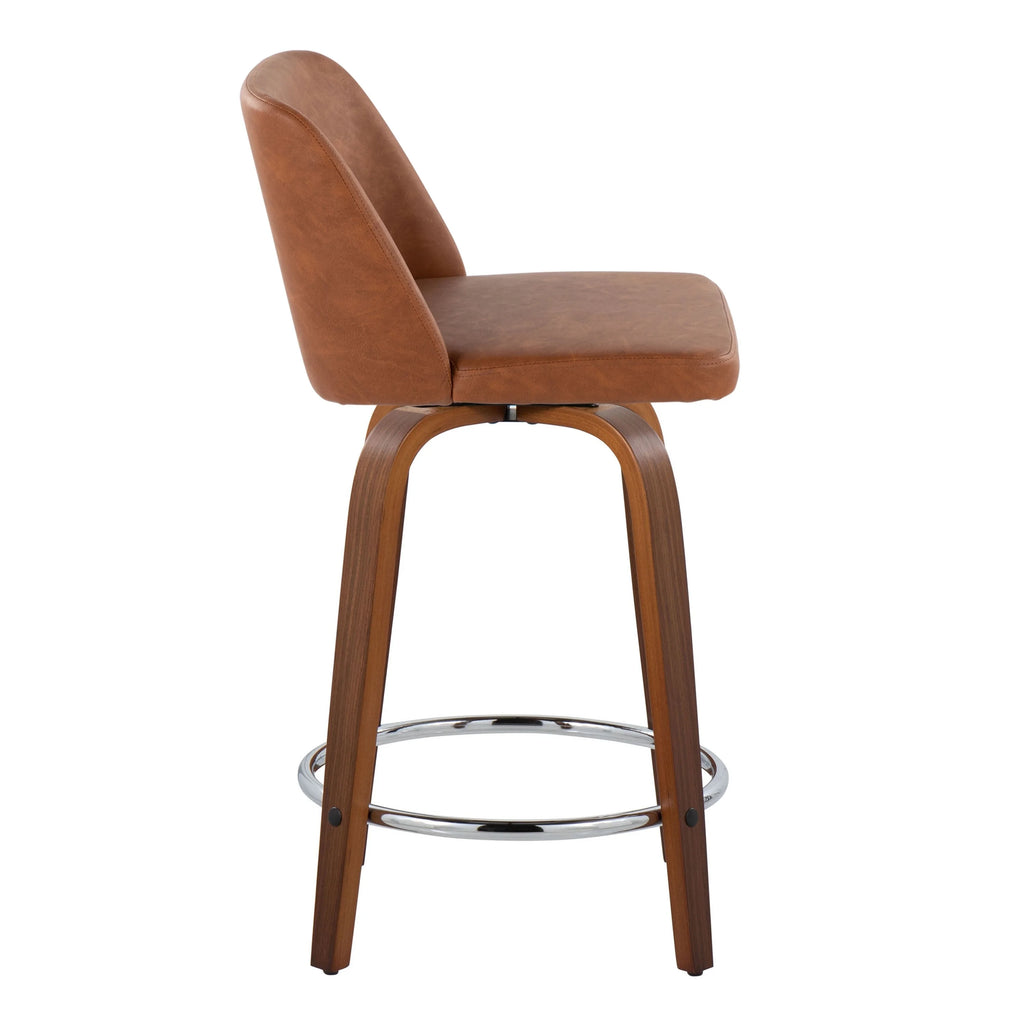 24" Counter Stool Set of 2 Camel Faux Leather Y337