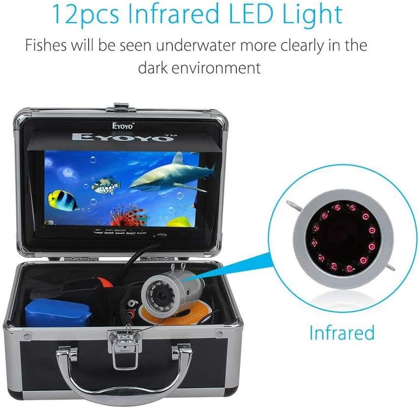7 inch LCD Monitor 1000TVL Camera 12pcs IR LED DVR Fishing Camera I8783