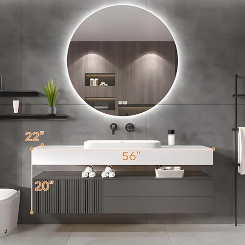 Solid Wood Wall Mounted Bathroom Vanity with Sink and LED Mirror, 36" S57784